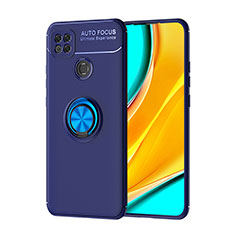 Funda Silicona Carcasa Ultrafina Goma con Magnetico Anillo de dedo Soporte SD1 para Xiaomi Redmi 9 Activ Azul