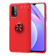 Funda Silicona Carcasa Ultrafina Goma con Magnetico Anillo de dedo Soporte SD1 para Xiaomi Redmi 9 Power Rojo