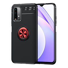 Funda Silicona Carcasa Ultrafina Goma con Magnetico Anillo de dedo Soporte SD1 para Xiaomi Redmi 9 Power Rojo y Negro