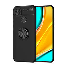 Funda Silicona Carcasa Ultrafina Goma con Magnetico Anillo de dedo Soporte SD1 para Xiaomi Redmi 9C NFC Negro