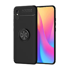 Funda Silicona Carcasa Ultrafina Goma con Magnetico Anillo de dedo Soporte SD1 para Xiaomi Redmi 9i Negro