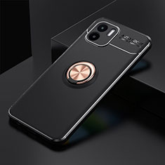 Funda Silicona Carcasa Ultrafina Goma con Magnetico Anillo de dedo Soporte SD1 para Xiaomi Redmi A2 Oro y Negro