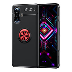 Funda Silicona Carcasa Ultrafina Goma con Magnetico Anillo de dedo Soporte SD1 para Xiaomi Redmi K40 Gaming 5G Rojo y Negro