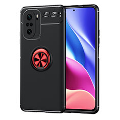 Funda Silicona Carcasa Ultrafina Goma con Magnetico Anillo de dedo Soporte SD1 para Xiaomi Redmi K40 Pro+ Plus 5G Rojo y Negro