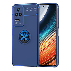 Funda Silicona Carcasa Ultrafina Goma con Magnetico Anillo de dedo Soporte SD1 para Xiaomi Redmi K50 Pro 5G Azul