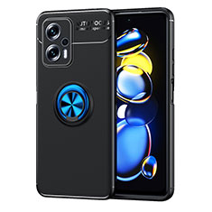 Funda Silicona Carcasa Ultrafina Goma con Magnetico Anillo de dedo Soporte SD1 para Xiaomi Redmi K50i 5G Azul y Negro