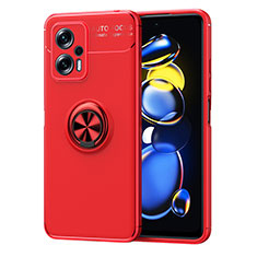 Funda Silicona Carcasa Ultrafina Goma con Magnetico Anillo de dedo Soporte SD1 para Xiaomi Redmi K50i 5G Rojo