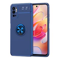 Funda Silicona Carcasa Ultrafina Goma con Magnetico Anillo de dedo Soporte SD1 para Xiaomi Redmi Note 10T 5G Azul