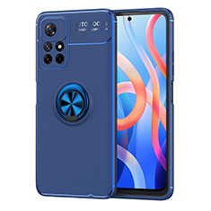 Funda Silicona Carcasa Ultrafina Goma con Magnetico Anillo de dedo Soporte SD1 para Xiaomi Redmi Note 11 5G Azul