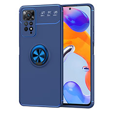 Funda Silicona Carcasa Ultrafina Goma con Magnetico Anillo de dedo Soporte SD1 para Xiaomi Redmi Note 11 Pro 4G Azul