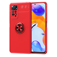 Funda Silicona Carcasa Ultrafina Goma con Magnetico Anillo de dedo Soporte SD1 para Xiaomi Redmi Note 11 Pro 4G Rojo