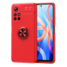 Funda Silicona Carcasa Ultrafina Goma con Magnetico Anillo de dedo Soporte SD1 para Xiaomi Redmi Note 11S 5G Rojo