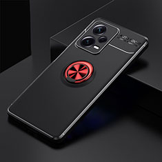 Funda Silicona Carcasa Ultrafina Goma con Magnetico Anillo de dedo Soporte SD1 para Xiaomi Redmi Note 12 Pro+ Plus 5G Rojo y Negro