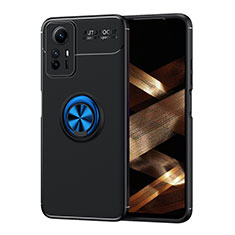 Funda Silicona Carcasa Ultrafina Goma con Magnetico Anillo de dedo Soporte SD1 para Xiaomi Redmi Note 12S Azul y Negro