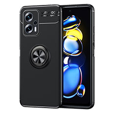 Funda Silicona Carcasa Ultrafina Goma con Magnetico Anillo de dedo Soporte SD1 para Xiaomi Redmi Note 12T Pro 5G Negro