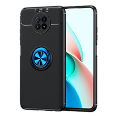 Funda Silicona Carcasa Ultrafina Goma con Magnetico Anillo de dedo Soporte SD1 para Xiaomi Redmi Note 9 5G Azul y Negro