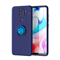 Funda Silicona Carcasa Ultrafina Goma con Magnetico Anillo de dedo Soporte SD1 para Xiaomi Redmi Note 9 Azul