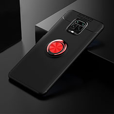 Funda Silicona Carcasa Ultrafina Goma con Magnetico Anillo de dedo Soporte SD1 para Xiaomi Redmi Note 9S Rojo y Negro