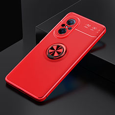 Funda Silicona Carcasa Ultrafina Goma con Magnetico Anillo de dedo Soporte SD2 para Huawei Nova 9 SE Rojo