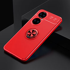 Funda Silicona Carcasa Ultrafina Goma con Magnetico Anillo de dedo Soporte SD2 para Huawei P50 Rojo