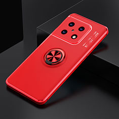 Funda Silicona Carcasa Ultrafina Goma con Magnetico Anillo de dedo Soporte SD2 para OnePlus 10 Pro 5G Rojo