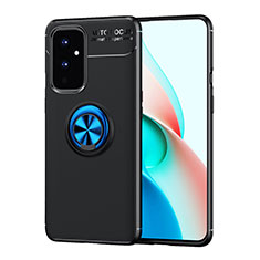 Funda Silicona Carcasa Ultrafina Goma con Magnetico Anillo de dedo Soporte SD2 para OnePlus 9 5G Azul y Negro