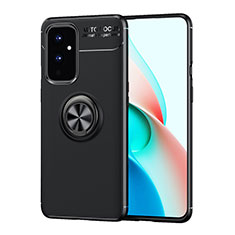 Funda Silicona Carcasa Ultrafina Goma con Magnetico Anillo de dedo Soporte SD2 para OnePlus 9 5G Negro