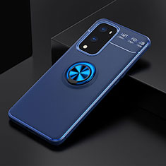 Funda Silicona Carcasa Ultrafina Goma con Magnetico Anillo de dedo Soporte SD2 para OnePlus 9 Pro 5G Azul