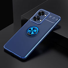 Funda Silicona Carcasa Ultrafina Goma con Magnetico Anillo de dedo Soporte SD2 para OnePlus Nord 2T 5G Azul