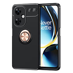 Funda Silicona Carcasa Ultrafina Goma con Magnetico Anillo de dedo Soporte SD2 para OnePlus Nord CE 3 Lite 5G Oro y Negro