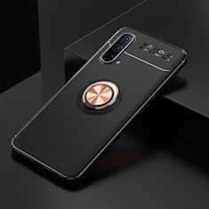 Funda Silicona Carcasa Ultrafina Goma con Magnetico Anillo de dedo Soporte SD2 para OnePlus Nord CE 5G Oro y Negro