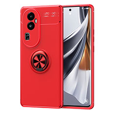 Funda Silicona Carcasa Ultrafina Goma con Magnetico Anillo de dedo Soporte SD2 para Oppo Reno10 Pro+ Plus 5G Rojo