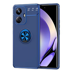 Funda Silicona Carcasa Ultrafina Goma con Magnetico Anillo de dedo Soporte SD2 para Realme 10 Pro+ Plus 5G Azul