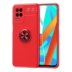 Funda Silicona Carcasa Ultrafina Goma con Magnetico Anillo de dedo Soporte SD2 para Realme 8 5G Rojo