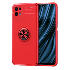 Funda Silicona Carcasa Ultrafina Goma con Magnetico Anillo de dedo Soporte SD2 para Realme 8i Rojo