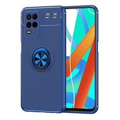 Funda Silicona Carcasa Ultrafina Goma con Magnetico Anillo de dedo Soporte SD2 para Realme 8s 5G Azul