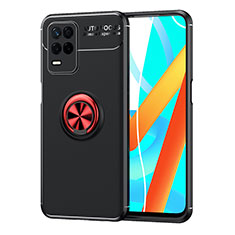 Funda Silicona Carcasa Ultrafina Goma con Magnetico Anillo de dedo Soporte SD2 para Realme 8s 5G Rojo y Negro