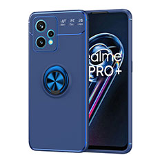 Funda Silicona Carcasa Ultrafina Goma con Magnetico Anillo de dedo Soporte SD2 para Realme 9 Pro+ Plus 5G Azul