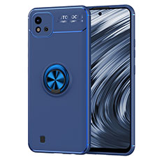 Funda Silicona Carcasa Ultrafina Goma con Magnetico Anillo de dedo Soporte SD2 para Realme C20 Azul