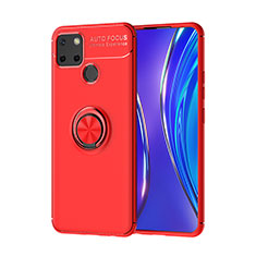 Funda Silicona Carcasa Ultrafina Goma con Magnetico Anillo de dedo Soporte SD2 para Realme C25S Rojo