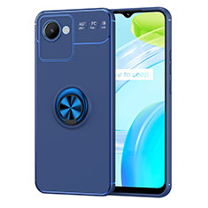 Funda Silicona Carcasa Ultrafina Goma con Magnetico Anillo de dedo Soporte SD2 para Realme C30 Azul