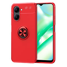 Funda Silicona Carcasa Ultrafina Goma con Magnetico Anillo de dedo Soporte SD2 para Realme C33 Rojo