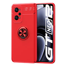 Funda Silicona Carcasa Ultrafina Goma con Magnetico Anillo de dedo Soporte SD2 para Realme GT Neo 3T 5G Rojo