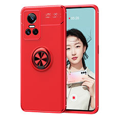 Funda Silicona Carcasa Ultrafina Goma con Magnetico Anillo de dedo Soporte SD2 para Realme GT Neo3 5G Rojo