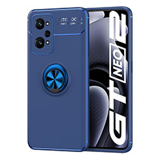 Funda Silicona Carcasa Ultrafina Goma con Magnetico Anillo de dedo Soporte SD2 para Realme GT2 5G Azul