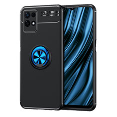 Funda Silicona Carcasa Ultrafina Goma con Magnetico Anillo de dedo Soporte SD2 para Realme Narzo 50 4G Azul y Negro