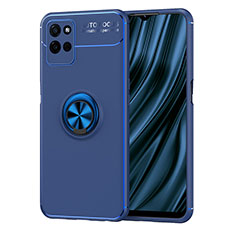 Funda Silicona Carcasa Ultrafina Goma con Magnetico Anillo de dedo Soporte SD2 para Realme V11s 5G Azul