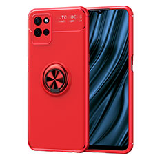 Funda Silicona Carcasa Ultrafina Goma con Magnetico Anillo de dedo Soporte SD2 para Realme V11s 5G Rojo