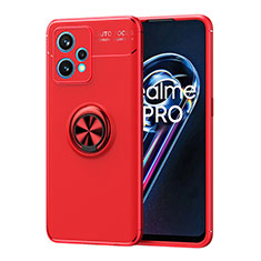 Funda Silicona Carcasa Ultrafina Goma con Magnetico Anillo de dedo Soporte SD2 para Realme V25 5G Rojo