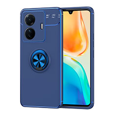 Funda Silicona Carcasa Ultrafina Goma con Magnetico Anillo de dedo Soporte SD2 para Vivo iQOO Z6 Pro 5G Azul